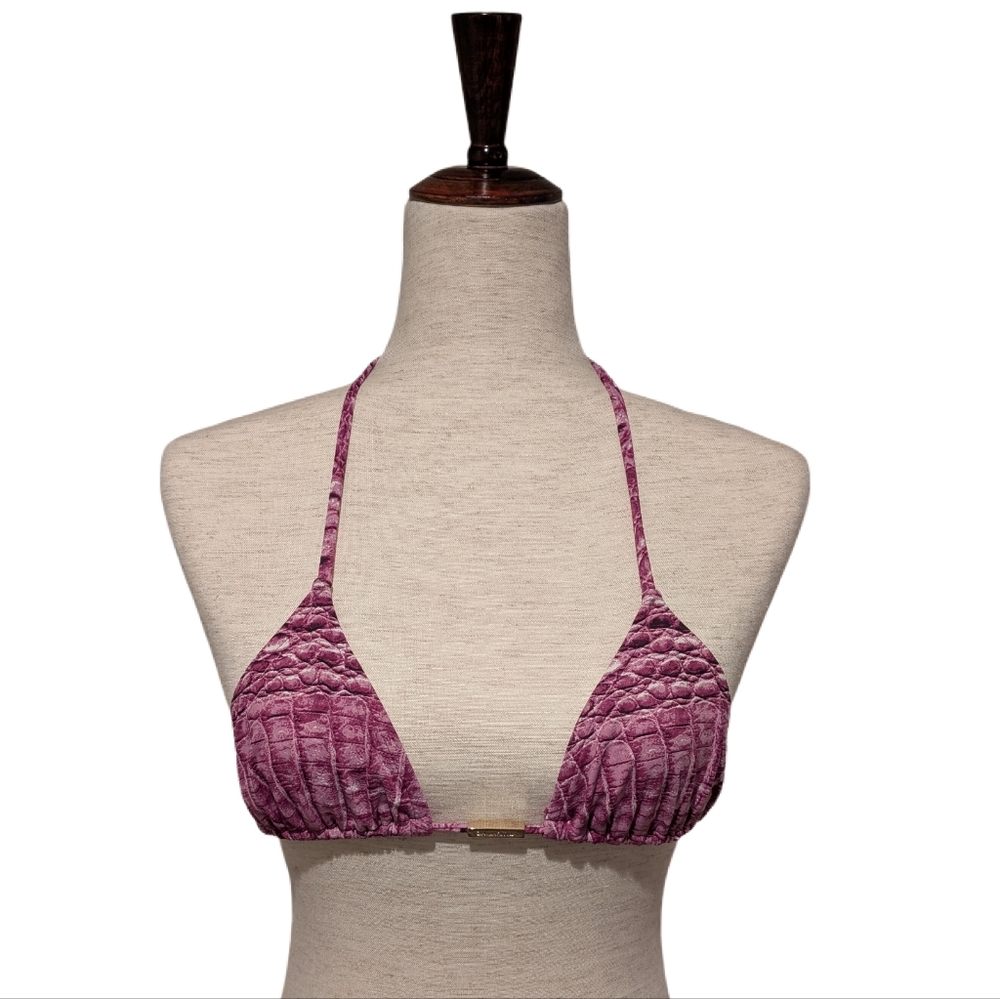 Cia Maritima Python Print Curtain Triangle Bikini Top